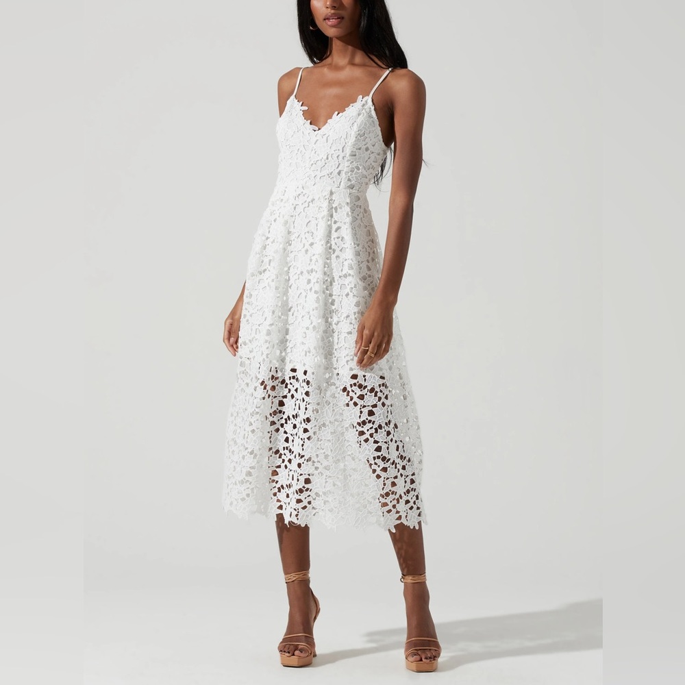 ASTR The Label White Lace A Line Dress, size medium
